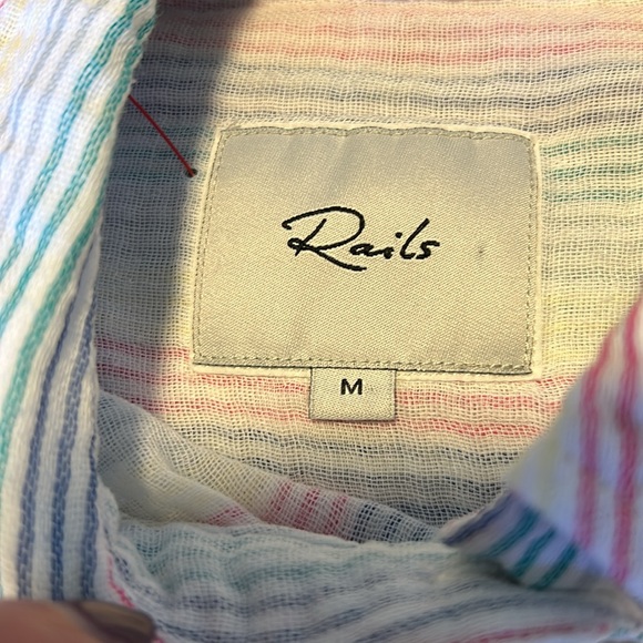 Rails Ellis Rainbow Iris Striped Button Down Top size Medium - Picture 5 of 6